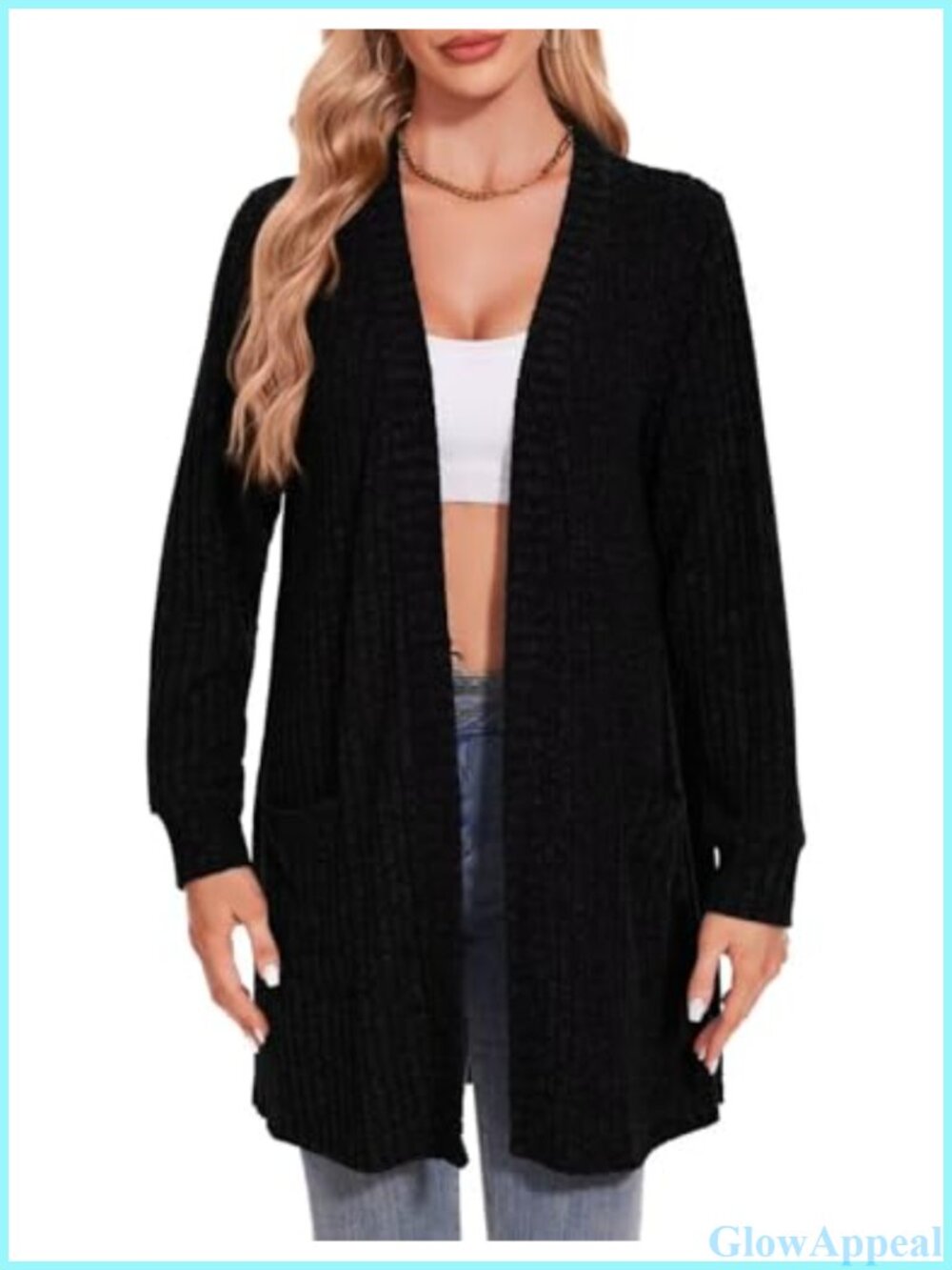 Plus Size Cable Knit Open Front Long Cardigan Sweater with Pockets